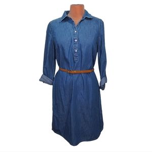 TOMMY HILFIGER Tab Long Sleeve Shirt Dress Denim Chambray Cotton Sz Small